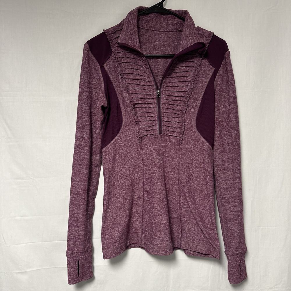 Lululemon Run Your Heart Out 1/4 Zip Pullover Top Heathered Plum Womens Size 6